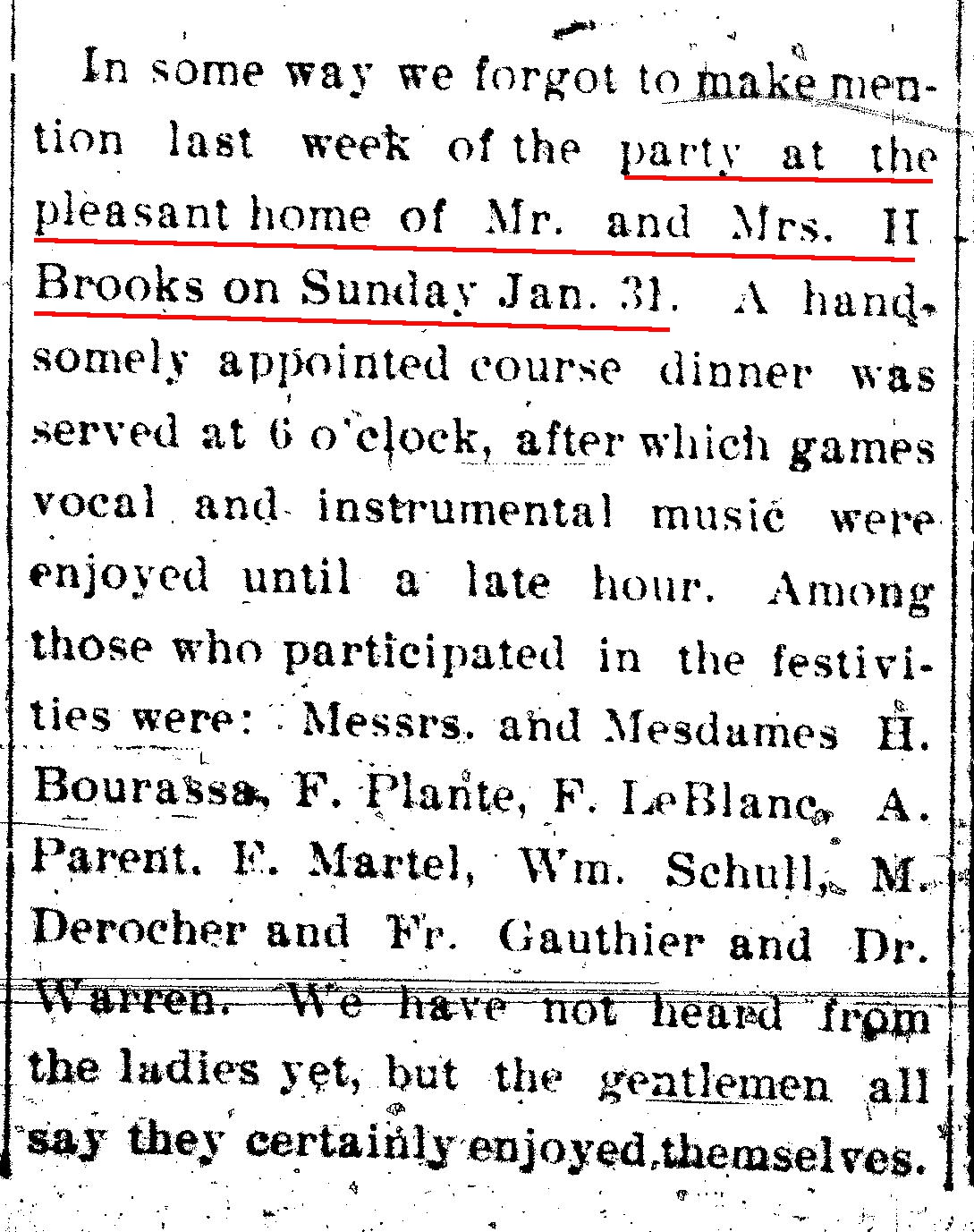 Jan 31 1909 Party at Brooks in St John 